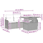 Gartensofa-set mit Kissen 5 pcs Schwarz Poly-Rattan
