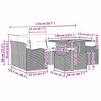 Garten-Sofa-Set mit Kissen 7 pcs Schwarz