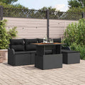 Gartensofa-set mit Kissen 6 pcs Schwarz Poly-Rattan