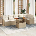 Garten-Sofa-Set mit Kissen 7 pcs Beige und Creme