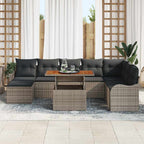 Garten-Sofa-Set mit Kissen mit Speicher 9 pcs Grau