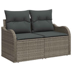 Garten-Sofa-Set mit Kissen mit Speicher 9 pcs Grau