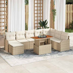 Garten-Sofa-Set mit Kissen 9 pcs Beige und Creme