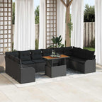 Garten-Sofa-Set mit Kissen 11 pcs Schwarz