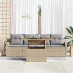 Garten-Sofa-Set mit Kissen 5 pcs Beige und Hellgrau