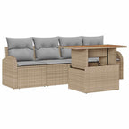 Garten-Sofa-Set mit Kissen 5 pcs Beige und Hellgrau