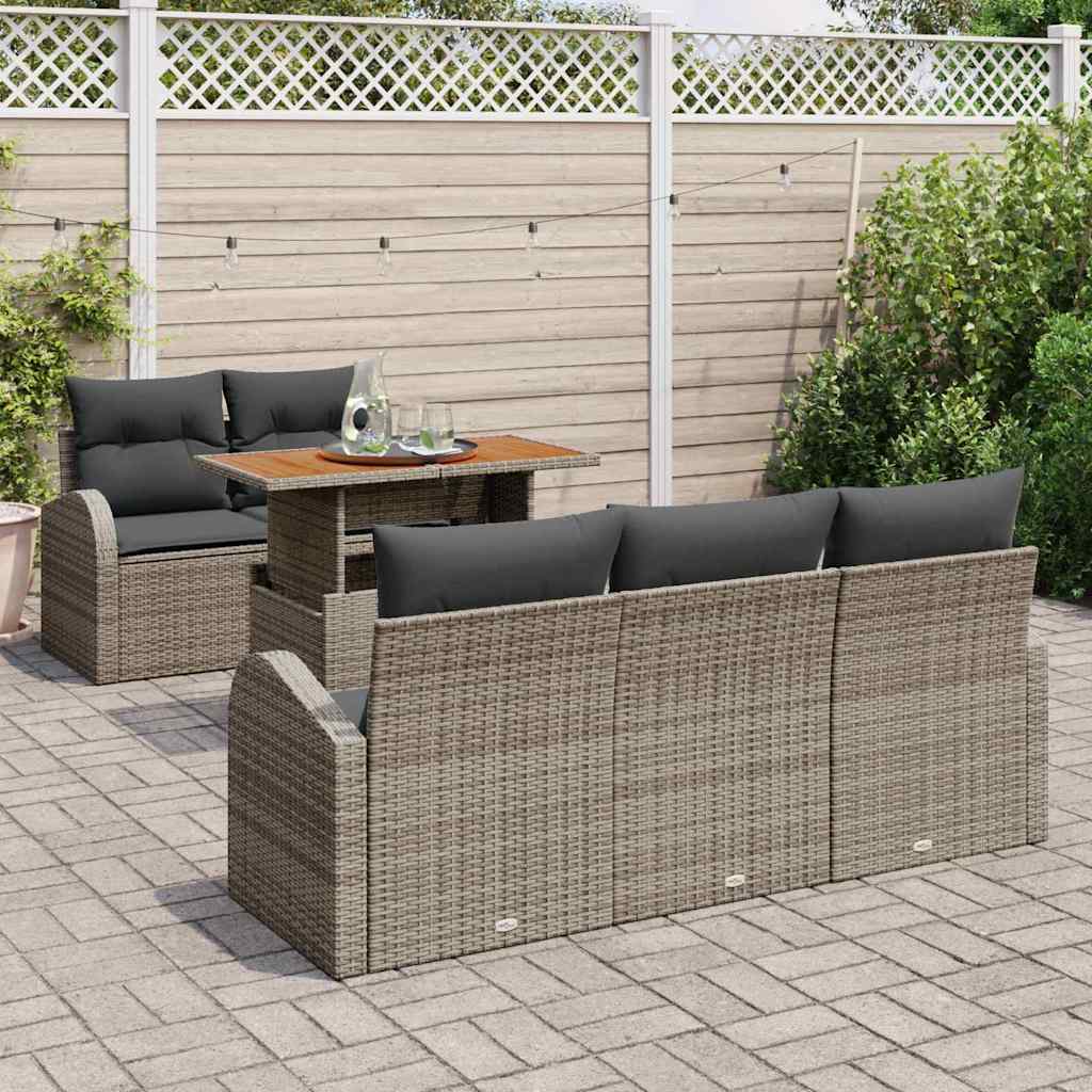 Garten-Sofa-Set mit Kissen 6 pcs Grau