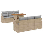 Garten-Sofa-Set mit Kissen 7 pcs Beige und Hellgrau