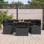 Garten-Sofa-Set mit Kissen 7 pcs Schwarz