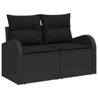 Garten-Sofa-Set mit Kissen 7 pcs Schwarz