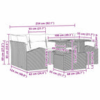 Garten-Sofa-Set mit Kissen 7 pcs Schwarz