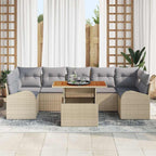 Garten-Sofa-Set mit Kissen 8 pcs Beige und Hellgrau