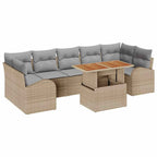 Garten-Sofa-Set mit Kissen 8 pcs Beige und Hellgrau