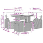 Garten-Sofa-Set mit Kissen 5 pcs Grau