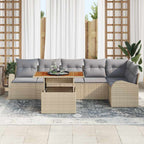 Garten-Sofa-Set mit Kissen 7 pcs Beige und Hellgrau