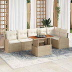 Garten-Sofa-Set mit Kissen 7 pcs Beige und Creme
