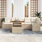 Garten-Sofa-Set mit Kissen 7 pcs Beige und Creme