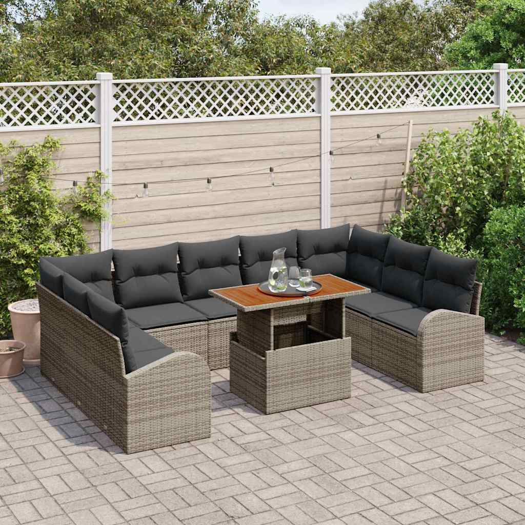 Garten-Sofa-Set mit Kissen 10 pcs Grau
