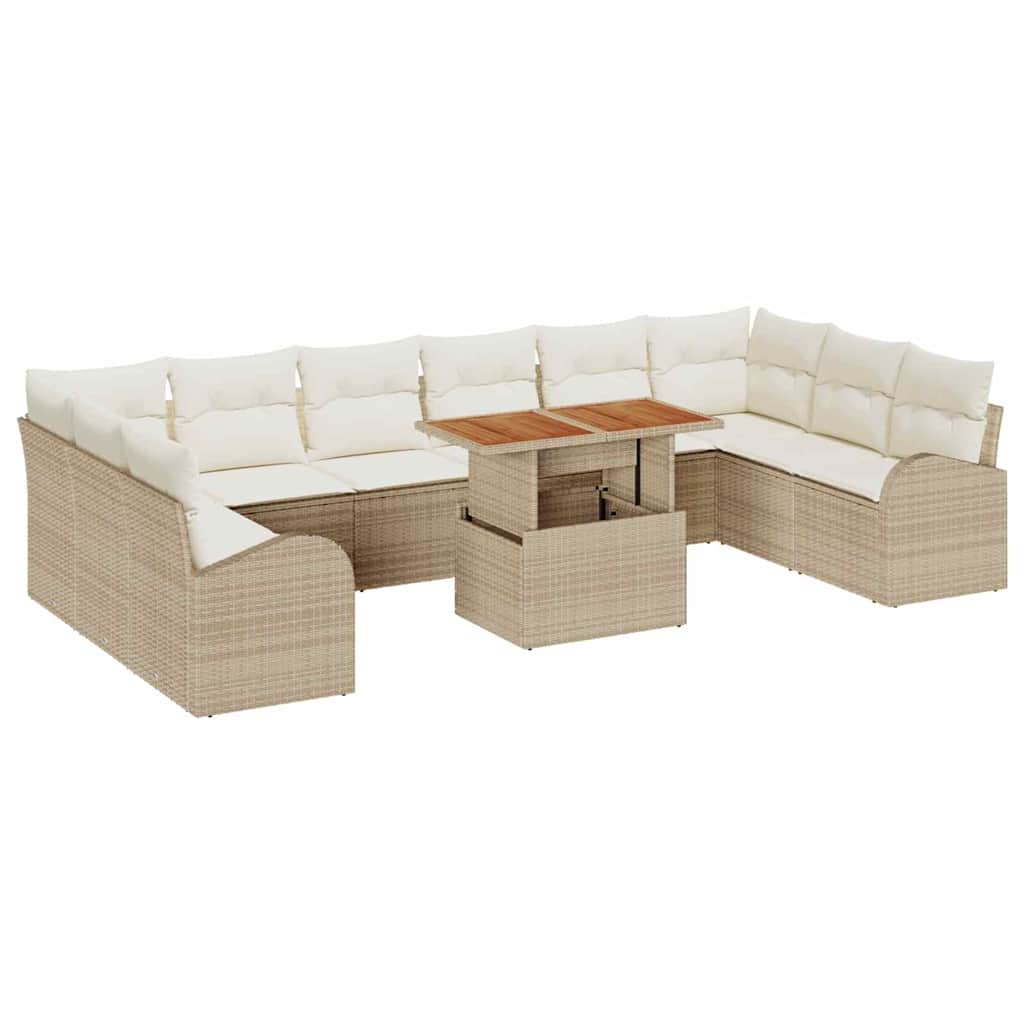 Garten-Sofa-Set mit Kissen 11 pcs Beige und Creme