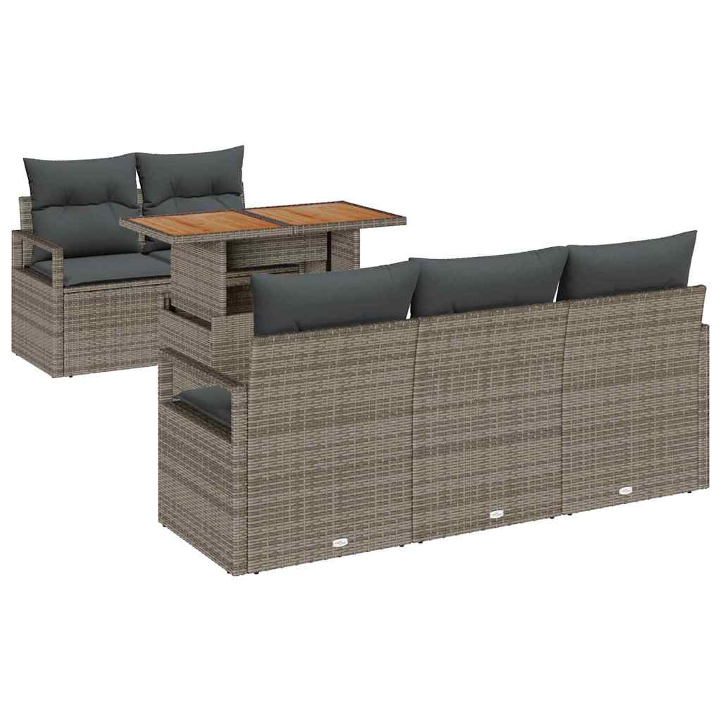 Garten-Sofa-Set mit Kissen 6 pcs Grau