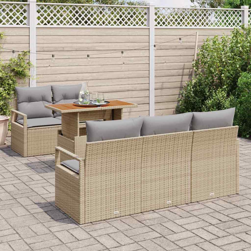Garten-Sofa-Set mit Kissen 6 pcs Beige und Hellgrau