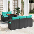 Garten-Sofa-Set mit Kissen 6 pcs Schwarz und blau