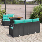 Garten-Sofa-Set mit Kissen 6 pcs Schwarz und blau