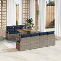 Garten-Sofa-Set mit Kissen mit Kissen 8 pcs Grau und Blau