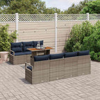 Garten-Sofa-Set mit Kissen mit Kissen 8 pcs Grau und Blau
