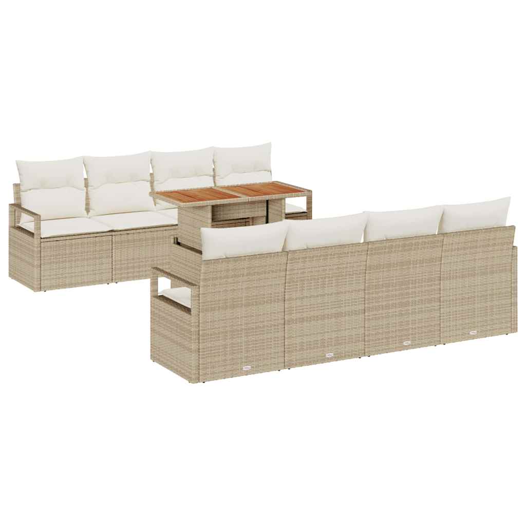 Garten-Sofa-Set mit Kissen mit Kissen 9 pcs Beige und Creme