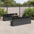 Garten-Sofa-Set mit Kissen mit Kissen 9 pcs Schwarz und Braun