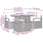 Garten Essgruppe mit Kissen 5 pcs Schwarz und Braun