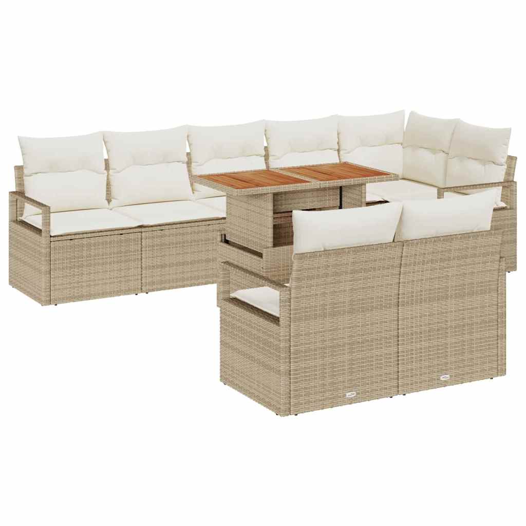 Garten-Sofa-Set mit Kissen mit Kissen 9 pcs Beige und Creme