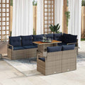 Garten Essgruppe mit Kissen 9 pcs Grau und Marineblau