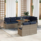Garten Essgruppe mit Kissen 9 pcs Grau und Marineblau