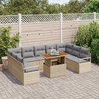 Garten-Sofa-Set mit Kissen 10 pcs Beige und Grau