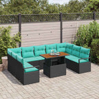 Garten-Sofa-Set mit Kissen 10 pcs Schwarz und Teal