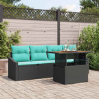 Garten-Sofa-Set mit Kissen 5 pcs Schwarz und Teal