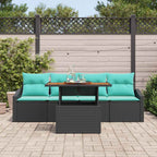 Garten-Sofa-Set mit Kissen 5 pcs Schwarz und Teal