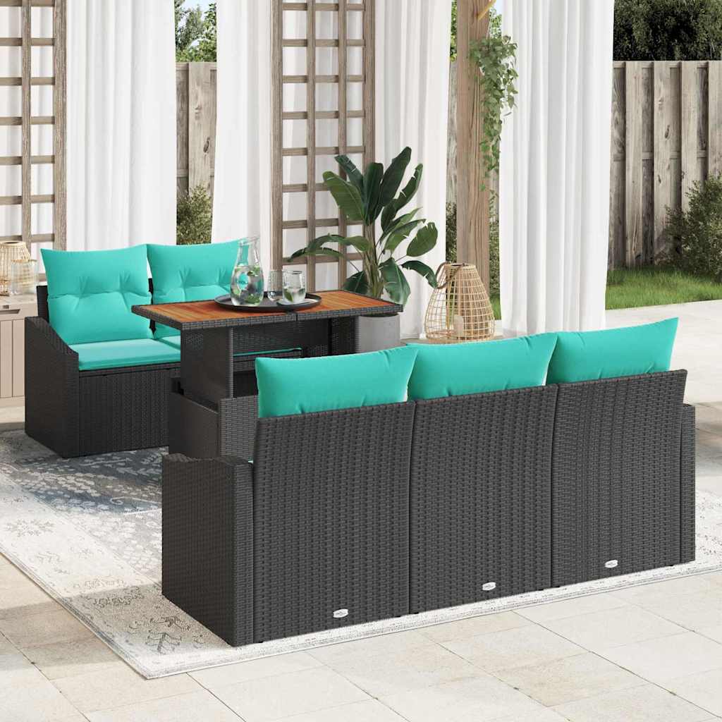 Garten Essgruppe mit Kissen 6 pcs Schwarz und Teal