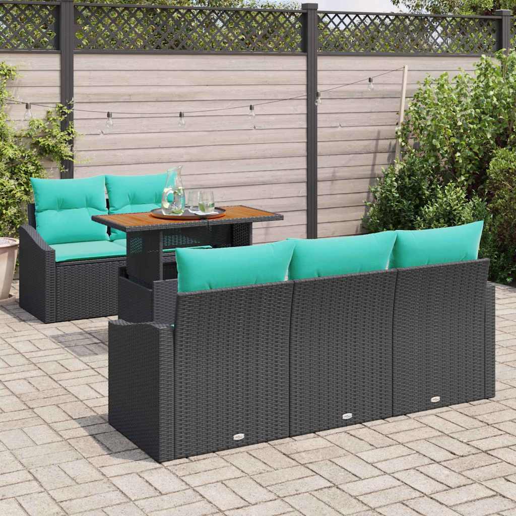 Garten Essgruppe mit Kissen 6 pcs Schwarz und Teal