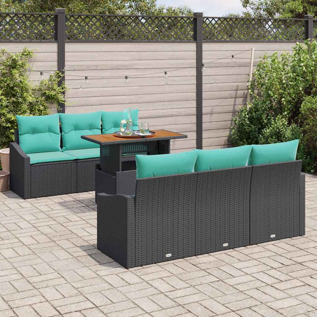 Garten Essgruppe mit Kissen 7 pcs Schwarz und Teal