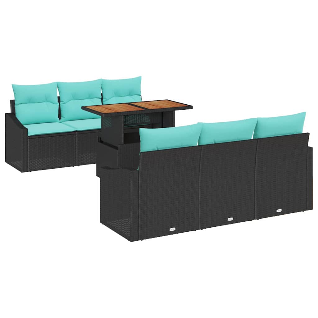 Garten Essgruppe mit Kissen 7 pcs Schwarz und Teal