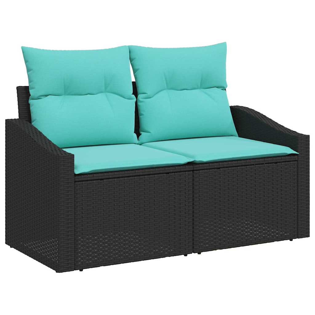 Garten Essgruppe mit Kissen 7 pcs Schwarz und Teal