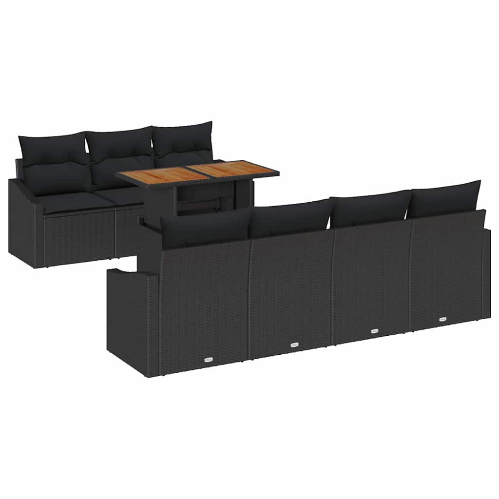Garten Essgruppe mit Kissen 8 pcs Schwarz und Braun