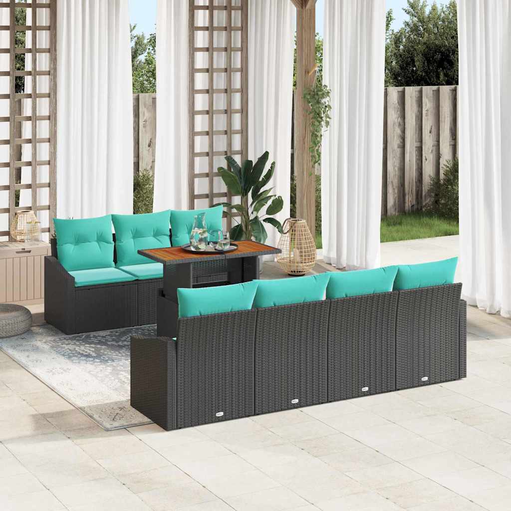 Garten Essgruppe mit Kissen 8 pcs Schwarz und Teal