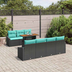 Garten Essgruppe mit Kissen 8 pcs Schwarz und Teal