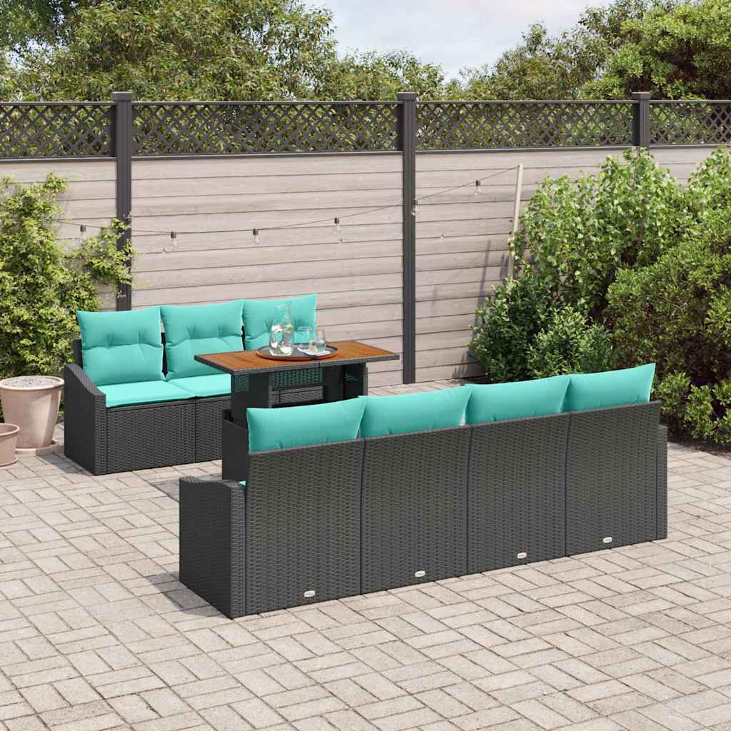 Garten Essgruppe mit Kissen 8 pcs Schwarz und Teal