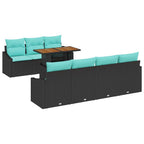 Garten Essgruppe mit Kissen 8 pcs Schwarz und Teal
