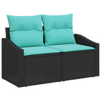 Garten Essgruppe mit Kissen 8 pcs Schwarz und Teal